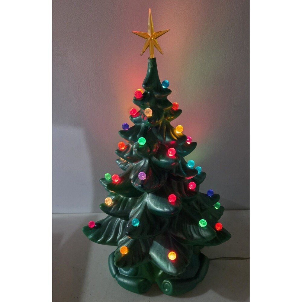 Vintage Handmade Cermaic Christmas Tree 15"